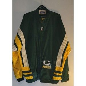 Vintage Starter Green Bay Packers Jacket Mens XXL  Windbreaker Double Zipper